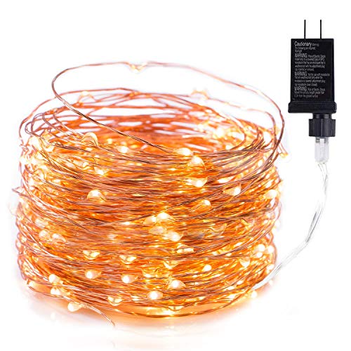 Product Cover 100Ft 300 LED Fairy Lights Waterproof Starry Firefly String Lights Plug in on a Flexible Copper Wire Perfect for Home Christmas Party DIY Wedding Bedroom Indoor Party Decorations, Warm White