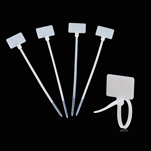 Product Cover Amgate 100 Pcs Write on Ethernet Wire Zip Ties Cable Mark Tags Nylon Power Marking Label (100pcs)