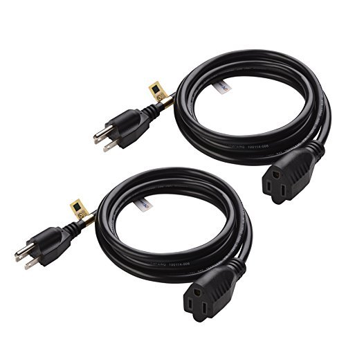 Product Cover Cable Matters 2-Pack 16 AWG Heavy Duty AC Power Extension Cord in 6 Feet (NEMA 5-15P to NEMA 5-15R)