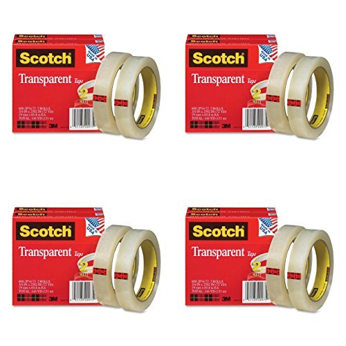 Product Cover Scotch Transparent Tape 600-2P34-72, 3/4-inch x 2592 Inches, 2-Pack, 4 Packs