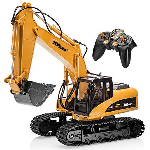 Product Cover Top Race 15 Channel Full Functional Remote Control Excavator Construction Tractor, Excavator Toy with 2.4Ghz Transmitter and Metal Shovel - TR 211