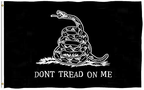 Product Cover ANLEY Fly Breeze 3x5 Foot Black Don't Tread On Me Gadsden Flag - Vivid Color and UV Fade Resistant - Canvas Header and Double Stitched - Tea Party Flags Polyester with Brass Grommets 3 X 5 Ft