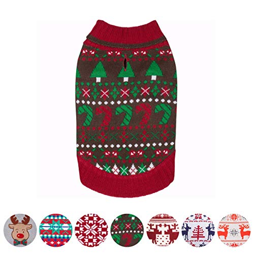 Product Cover Blueberry Pet 6 Patterns Ugly Christmas Santa Claus Holiday Season Shawl Collar Dog Sweater, Back Length 14