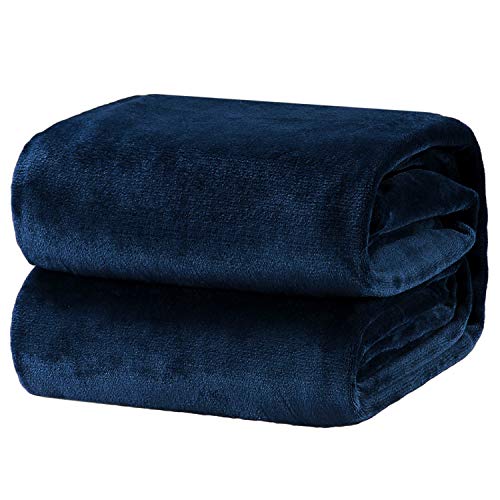 Product Cover Bedsure Fleece Blanket Throw Size Navy Lightweight Super Soft Cozy Luxury Bed Blanket Microfiber