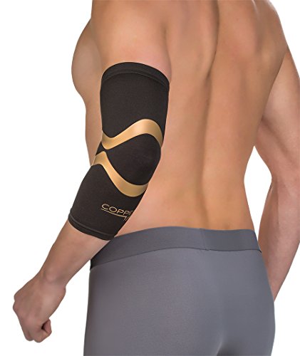 Product Cover Copper Fit Pro Series Performance Compression Elbow Sleeve, Black with Copper Trim, Large