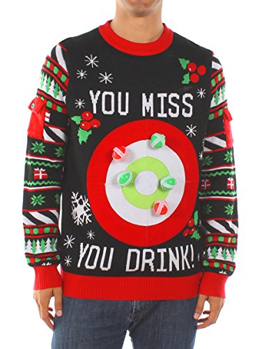 Product Cover Tipsy Elves Men's Drinking Game Ugly Christmas Sweater - Funny Christmas Sweater