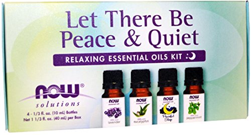 Product Cover NOW Essential Oils, Let There Be Peace & Quiet Aromatherapy Kit, 4x 10ml Including Lavender Oil, Peppermint Oil, Eucalyptus Oil and Peaceful Sleep Oil Blend