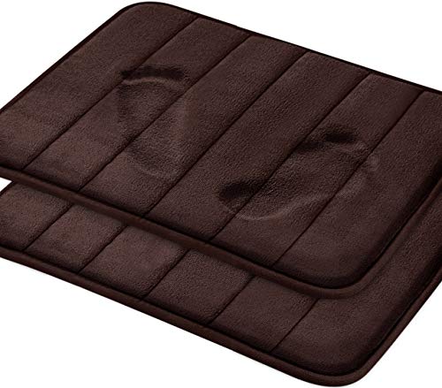 Product Cover Magnificent Memory Foam Bath Mat, 2 Pack, 17 x 24 Bathroom Rugs, Non Slip Ultra Absorbent, Chocolate
