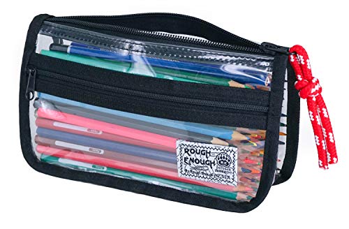 Product Cover Rough Enough Cute Pencil Case for Girls Clear Makeup TSA Approved Toiletry Bag for Mens Women Small Travel Bag Organizer for School College Swim Travel Accessories Makeup Bag Soft