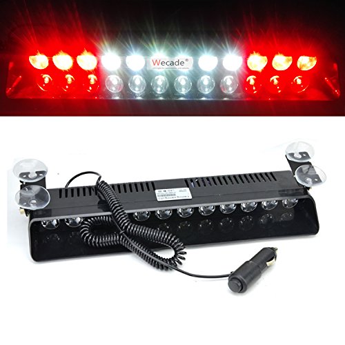 Product Cover Wecade 12w 12 Leds Car Truck Emergency Strobe Flash Light Windshield Warning Light (Red/White/White/Red)