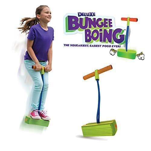 Product Cover Geospace Jumparoo Deluxe Bungee Boing Foam Bouncing Toy - The Squeakiest, Easiest Pogo Stick Ever! for Kids 3 Years & Up, Pogo Stick