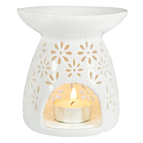 Product Cover Ivenf Ceramic Tea Light Holder, Aromatherapy Essential Oil Burner, Great Decoration for Living Room, Balcony, Patio, Porch and Garden, Vase Shape
