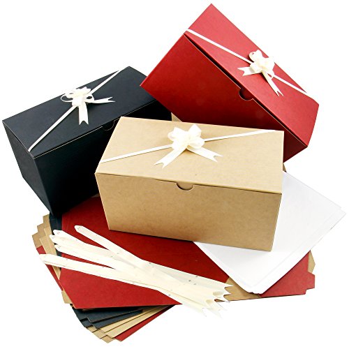 Product Cover Colored Gift Boxes 9 x 4.5 x 4.5 inch Set of 10 Including Pull Bows and Tissue Paper. Perfect to Wrap Presents. Ideal for Christmas, Baby Clothes, Bathing Products, Cupcakes, Cookies and Other Gifts.
