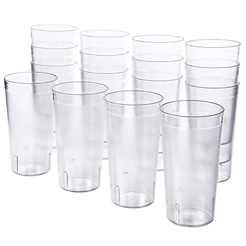 Product Cover Cafe 20-Ounce Break-Resistant Plastic Restaurant-Style Beverage Tumblers | Set of 16 Clear