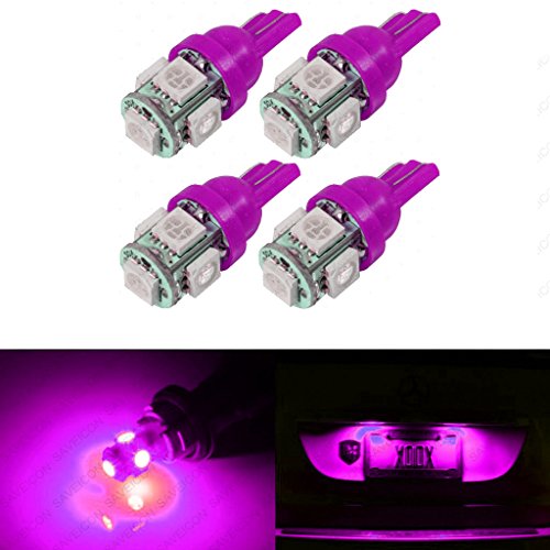 Product Cover SAWE - 168 194 2825 T10 W5W 5050 5-SMD LED License Plate Dome Map Lights Bulbs (4 pieces) (Pink/Purple)