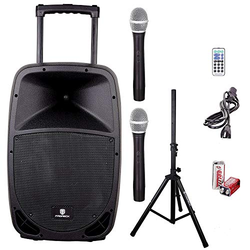 Product Cover PRORECK FREEDOM 15 Portable 15-Inch 800 Watt 2-Way Rechargeable Powered Dj/PA Speaker System with Bluetooth/USB/SD Card Reader/FM Radio/Remote Control/Wireless Microphones/Speaker Stand