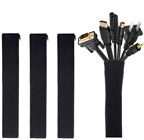Product Cover Cable Management Sleeve, JOTO Cord Management System for TV / Computer / Home Entertainment, 19 - 20 inch Flexible Cable Sleeve Wrap Cover Organizer, 4 Piece - Black