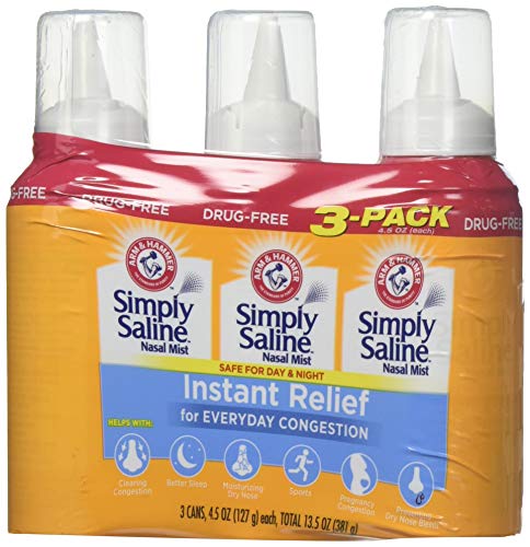 Product Cover Arm & Hammer Simply Saline Nasal Relief Mist Spray- Giant Size - 4.25 FL OZ Per Bottle (3 Bottles)