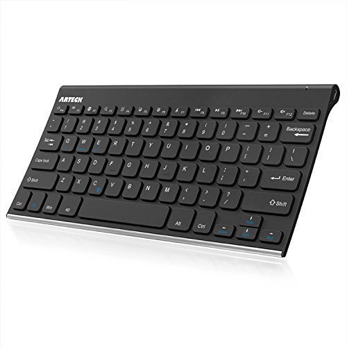 Product Cover Bluetooth Keyboard, Arteck Stainless Steel Universal Portable Wireless Bluetooth Keyboard for iOS iPad Air, Pro, iPad Mini, Android, MacOS, Windows Tablets PC Smartphone Built in Rechargeable Battery