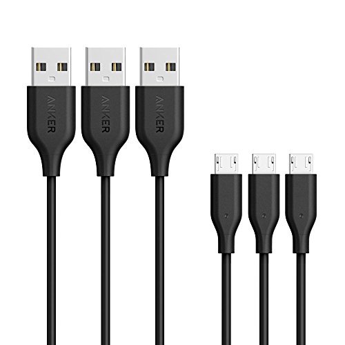 Product Cover Anker [3-Pack] Powerline Micro USB (3ft) - Charging Cable for Samsung, Nexus, LG, Android Smartphones and More (Black)