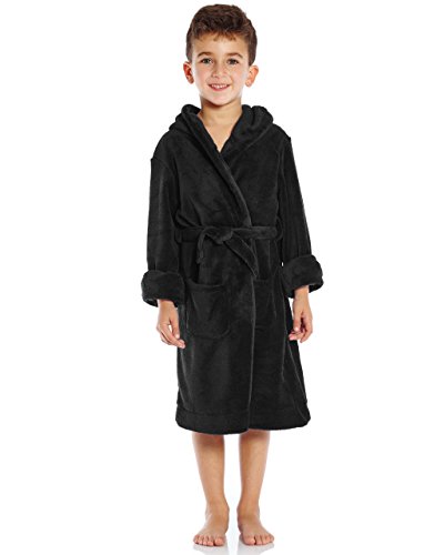 Product Cover Leveret Kids Robe Boys Girls Solid Hooded Fleece Sleep Robe Bathrobe (2 Toddler-16 Years) Variety of Colors