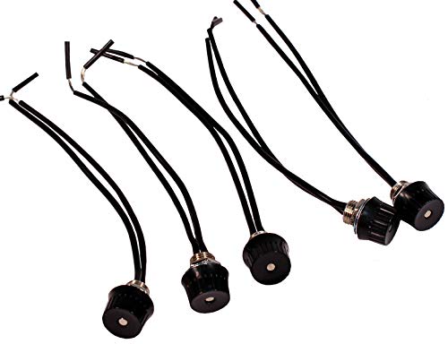 Product Cover Creative Hobbies 5 Pack of Rotary Style On/Off Canopy Light Switch, Lamp Switch, 3/1 amps at 125/250V, Metal Bushing with 6 Inch Wire Leads Stripped Ends