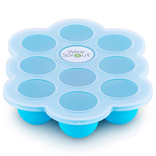 Product Cover Silicone Baby Food Freezer Tray with Clip-on Lid by WeeSprout - Perfect Storage Container for Homemade Baby Food, Vegetable & Fruit Purees and Breast Milk - BPA Free & FDA Approved