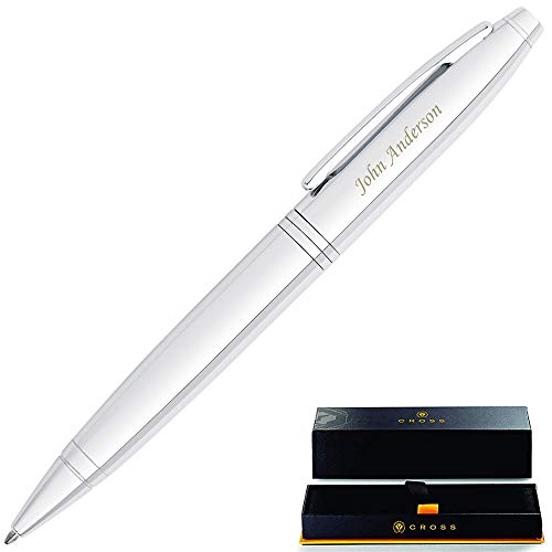 Product Cover Personalized Cross Pen | Cross Calais Ballpoint Pen, Lustrous Chrome. Custom Engraved With Your Name Or Message. Gift For A Man Or Woman. AT0112-1. Customized By Dayspring Pens.