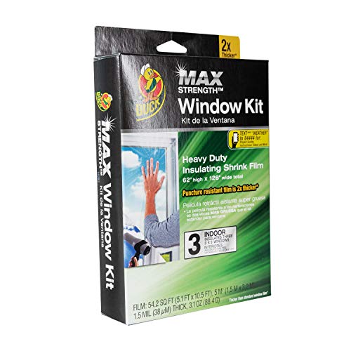 Product Cover Duck MAX Strength Heavy Duty Insulating Film Window Kit, 3-Window, 62-Inch x 126-Inch, Indoor, 284351