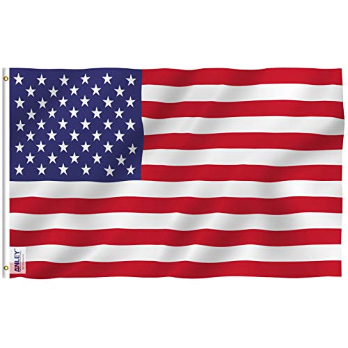 Product Cover Anley Fly Breeze 3x5 Foot American US Flag - Vivid Color and UV Fade Resistant - Canvas Header and Double Stitched - USA Flags Polyester with Brass Grommets 3 X 5 Ft