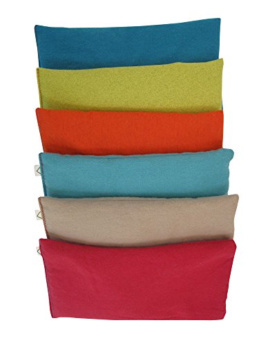 Product Cover Peacegoods Unscented Organic Flax Seed Eye Pillow - Pack of (6) - Soft Cotton Flannel 4 x 8.5 - Flannel - Teal Green Aqua red Beige Orange