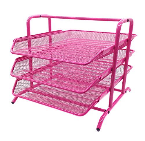 Product Cover EasyPAG 3 Tier Mesh Desk Organizer Tray File Holder,Pink