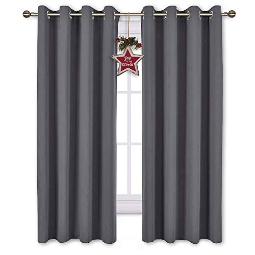Product Cover NICETOWN Bedroom Blackout Curtains Panels - Window Treatment Thermal Insulated Solid Grommet Blackout for Living Room (Set of 2 Panels, 52 by 63 Inch,Grey)