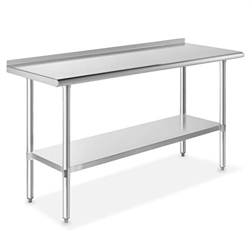 Product Cover GRIDMANN NSF Stainless Steel Commercial Kitchen Prep & Work Table w/ Backsplash - 60 in. x 24 in.
