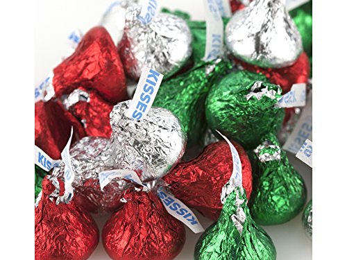 Product Cover Hershey Kisses - Bulk - Red, Green and Silver - Christmas - Holiday Hershey's Milk Chocolate Kisses - 5 lbs - Free Cold Packaging