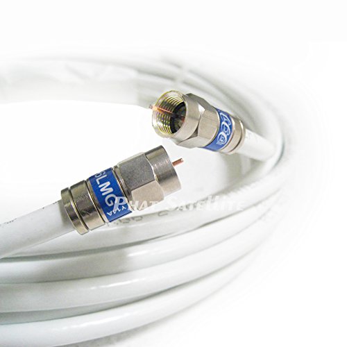 Product Cover 50ft White RG6 Digital Coaxial Cable Shielded PVC Jacket Rated UL ETL CATV RoHS 75 Ohm RG6 Digital Audio Video Coaxial Cable with Premium Continuous Ground Brass Metal Compression F-Connectors