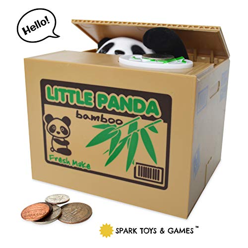 Product Cover Panda Piggy Bank for Kids - Coin Stealing Mechanical Piggy Bank has a Cute Little Panda Bear inside the Bamboo Money Box who Pops Up and Steals Coins like Magic - Fun for Kids of All Ages