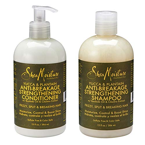 Product Cover Maven Gifts: Shea Moisture Yucca & Plantain Haircare 2-Pack - 13 Oz. Anti-Breakage Strengthening Shampoo with 13 Oz. Anti-Breakage Strengthening Conditioner - Moisturize, Volumize, and Boost Shine