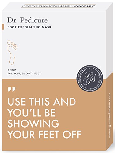 Product Cover BEST Dr. Pedicure Foot Exfoliation Peeling Mask | For Smooth Baby Soft Feet, Dry Dead Skin Natural Treatment, Repair Rough Heels, Callus Remover, Soak Socks Booties, Get Gentle Feet, Coconut (1 Pair)