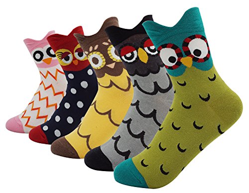 Product Cover Women's Lady's Cute Owl Design Cotton Socks,5 Pairs