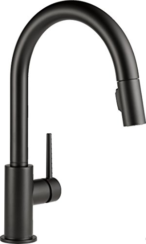 Product Cover Delta Faucet Trinsic Single-Handle Kitchen Sink Faucet with Pull Down Sprayer and Magnetic Docking Spray Head, Matte Black 9159-BL-DST