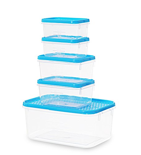 Product Cover All Time Plastics Polka Container Set, 5-Pieces, Blue
