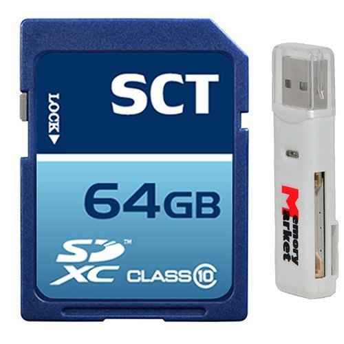 Product Cover SCT 64GB SD XC Class 10 Memory Card for Canon PowerShot SX710 SX700 SX610 SX530 SX520 SX400 SX60 HS D30 ELPH 170 165 160 IS IXUS EOS M3 7D 1200D Mark II with MemoryMarket SD Memory Card Reader
