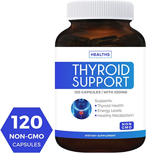 Product Cover Thyroid Support Supplement - 120 Capsules (Non-GMO) Improve Your Energy & Increase Metabolism for Weight Loss - with Iodine & Ashwagandha Root for Thyroid Health