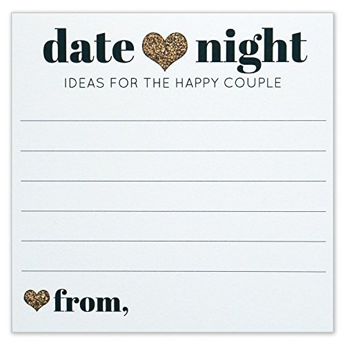 Product Cover Date Night Ideas for the Happy Couple - Idea Jar Card - Wedding Advice Cards - Gold Heart - 4x4 Square - Pack of 40