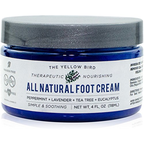 Product Cover All Natural Antifungal Foot Cream. Moisturizing Organic Relief for Dry Cracked Heels, Callused Feet, Athletes Foot. Best Therapeutic Grade Essential Oils: Peppermint, Lavender, Eucalyptus, Tea Tree.