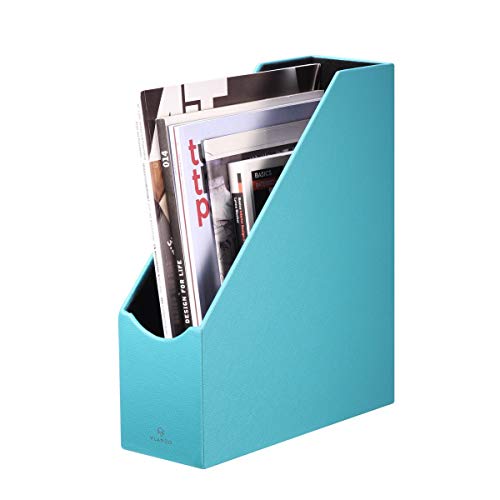 Product Cover Vlando VPACK Magazine File Organizer Holder - Office PU Leather Desk Organizer Collection, Assorted Color (Peacock Blue)