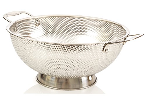 Product Cover LiveFresh Stainless Steel Micro-perforated 5-Quart Colander - Professional Strainer with Heavy Duty Handles and Self-draining Solid Ring Base - SAVE 50+%