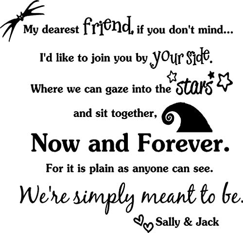Product Cover My dearest friend if you don't mind now and forever We're simply meant to be Jack and Sally. Vinyl Wall Decor Quotes Sayings inspirational lettering movie sticker stencil wall art decor