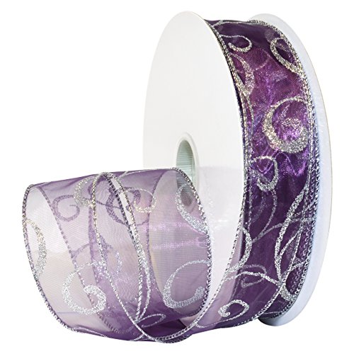 Product Cover Morex Ribbon 7416.40/50-610 Swirl Wired Sheer Glitter French Nylon, 1 1/2